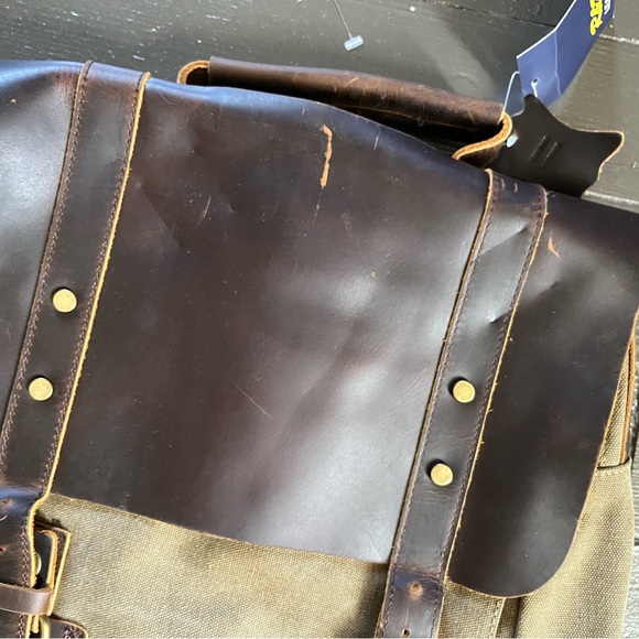 R&R Leather green canvas/brown leather backpack main image 8